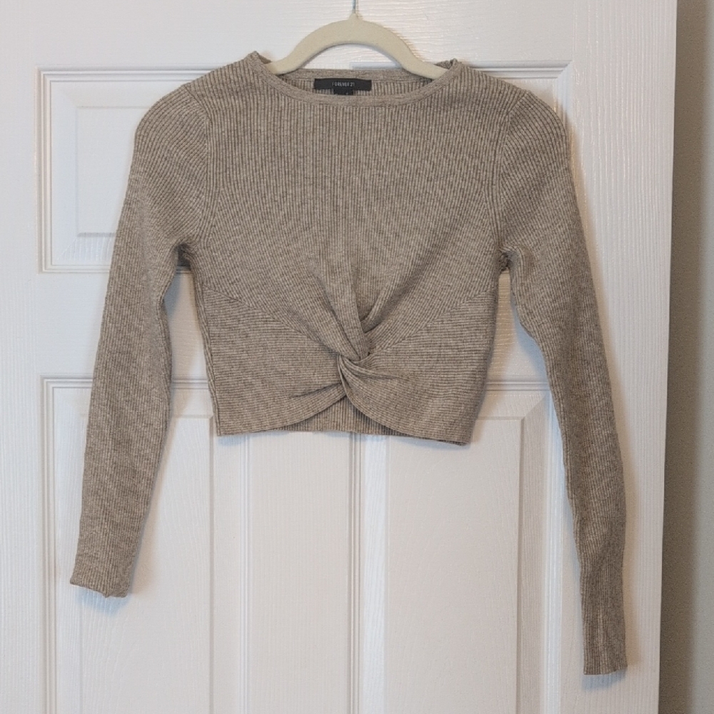 Forever 21 Beige Ribbed Knit Top